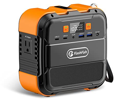 Flashfish 120W Portable Power Station 98Wh26400mAh Solar Generator Backup Power Battery Pack With ACDCTypecUSBFlashlight 110V Power Bank For Charging Laptop Phone Tablet In Camping RV Van Trip
