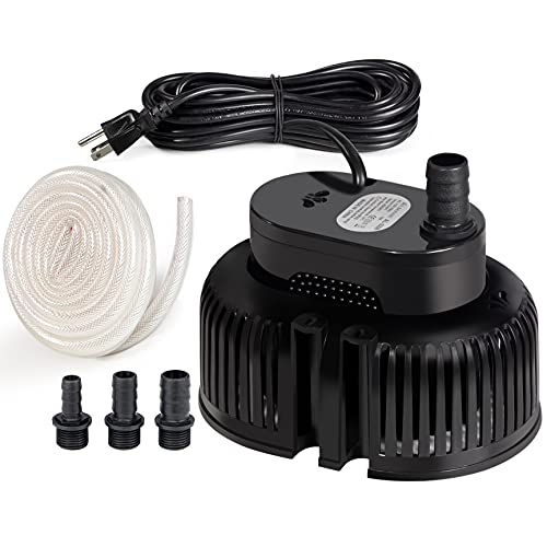 ALLYLANG Pool Cover Pump 75W 850 GPH Above Ground Swimming Pool Pump Cover Submersible Water Pump 164 Drainage Hose and 3 Adapters Ideal for Water Removal Pool Fish TankPond，Hydroponics