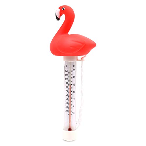 XYWQ Floating Swimming Pool Thermometer Pond Water Thermometer with String Baby Pool Thermometer Shatter Resistant for Outdoor  Indoor Swimming Pools Spas Hot Tubs (Flamingo)