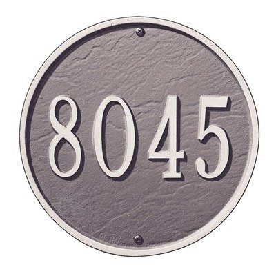 9 Round Wall Address Plaque Color BlackSilver Letters