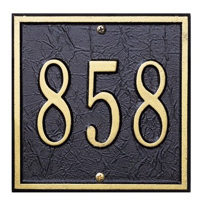 Square Petite Wall Address Plaque Color GreenGold Letters
