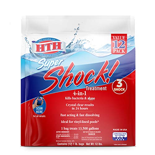 HTH 52026 Super Shock Treatment Swimming Pool Chlorine Cleaner 1 lb (Pack of 12)