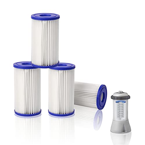 ATESMO 4 Pcs Pool Filter Type Household Inflatable Swimming Pool Filter Cartridge Replacement Easy Set Spa Filter Compatible with Household Effective Filtering for Tube Pool Cleaning