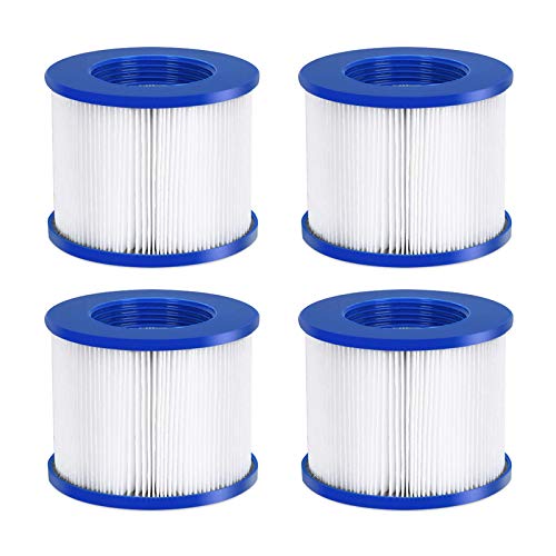 AquaSpa Easy Set Pool Spa Hot Tub Filter Replacement Cartridges for Type PM_SPAP154_GreyBlackWhiteWine Fold White Filter Paper for Many Massage Pool Models(4 PC) (PM_PG02000000084_Blue)