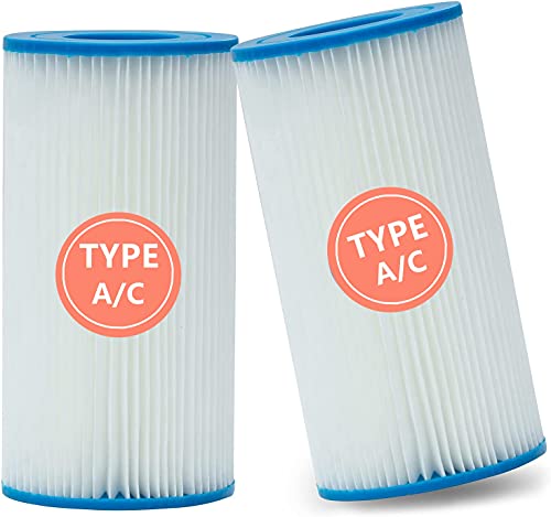 TCDONT Pool Filter Type A or Cfor Intex 29000E59900E Easy Set Pool Replacement Type A or C Filter Cartridge for Bestway Type III Pool Filter Pump for Above Ground Pools2 Pack