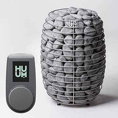 HUUM Hive 12 kW Sauna Heater with UKU Control (Grey) 550 Pounds of Rounded Olivine Stones Included (for saunas Between 430880 cu ft)