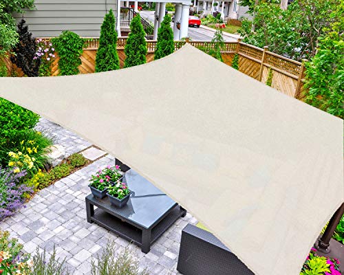 AsterOutdoor Sun Shade Sail Rectangle 10 x 13 UV Block Canopy for Patio Backyard Lawn Garden Outdoor Activities Cream