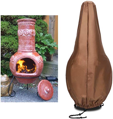DANCHENG Chiminea Cover Waterproof，Chimney Fire Pit Heater Cover Chiminea Accessories Outdoor Patio Chiminea CoversDurable Outdoor Garden Heater Cover Brown ((S) 12X24X40)