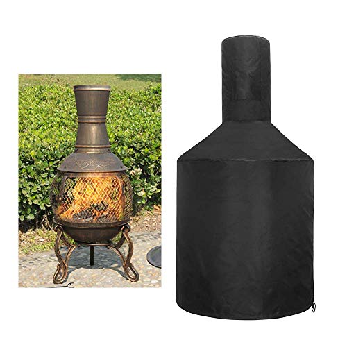 JURONG Chiminea Cover Waterproof 48 inch Chiminea Fire Pit CoversBreathable 210D Oxford Polyester63X123CM(Black)