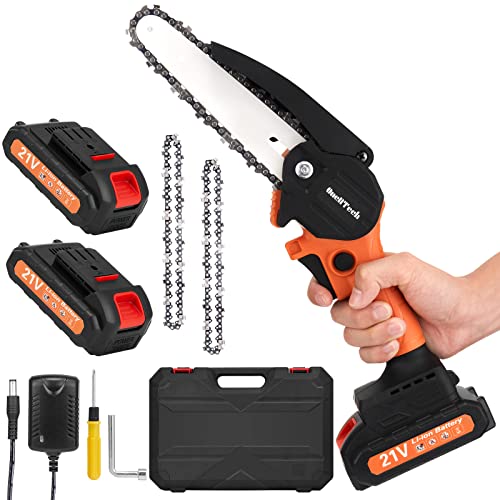 Mini Chainsaw 6 inch Cordless with Extra Battery  Chain  Mini Chainsaw Cordless for Tree Cutting  Mini Chain Saw for Tree Battery Powered for Pruning Trimming  Small Chainsaw for Small Logging