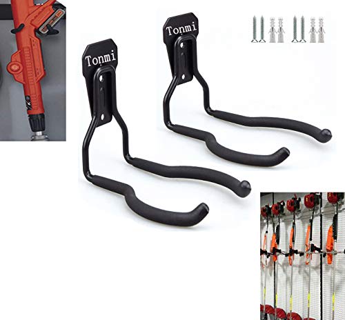 2Pcs Garden Power Tool Hanger String Trimmer Hangers Weed Eater Wall Mount String Trimmer Hanger Garage Weedeater Hanger Garage Perfect for Garage Tool Organizers and Storage No Trimmer