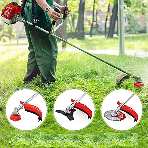 3in1 Gas Weed Wacker 427cc 2Cycle 18 Cutting Path Cordless String Trimmer Gas Powered Weed Eater with Detachable EdgerBrush Cutter and Shoulder Strap