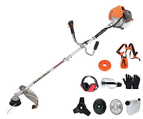 PROYAMA 427cc 2 in 1 Extreme Duty 2Cycle Gas Brush Cutter and Dual Line Trimmer Grass Trimmer Weed Eater 2022 Upgraded
