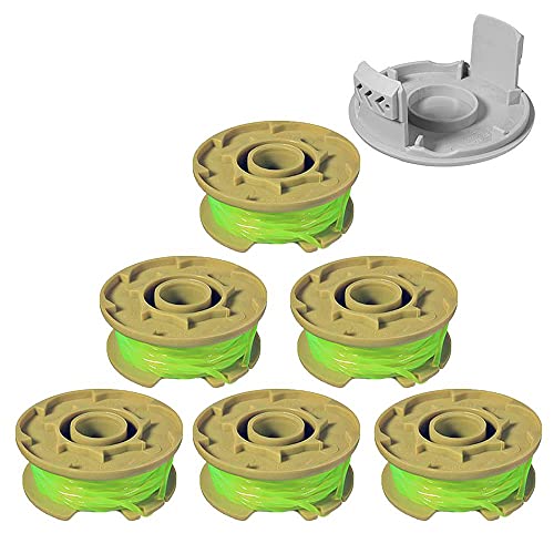 AC80RL3 String Trimmer Replacement Spool Line Compatible with Ryobi One Plus AC80RL311ft 008inch Weed Eater Autofeed Replacement Spools for Ryobi 18v 24v 40v Cordless Trimmers (6 Spool 1 Cap)