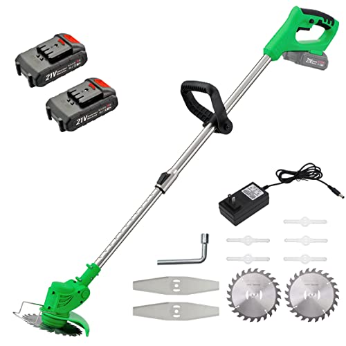 MAXMAN Cordless Weed Eater Battery Operated Powered with 3 Types 9 Blades 2 Batteries Electric Weed Wacker Brush Cutter 47 Inch Powerful Grass String Trimmer for Lawn Yard Bush Trimming  Pruning