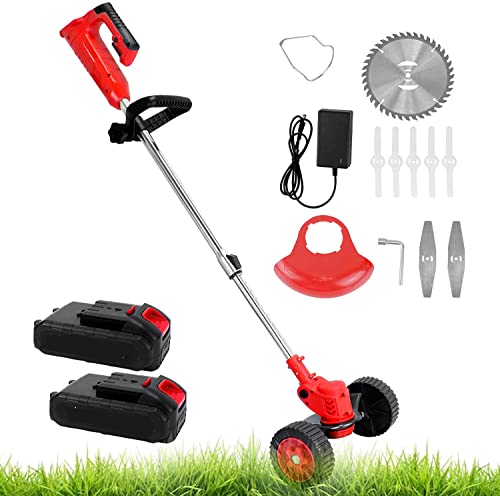 Xverycan Weed Wacker Electric 800W Cordless Weed Eater with Battery and Charger Battery Powered Weed Eater for Home Garden 20000rpm Efficient Weeding Grass Trimmer Red