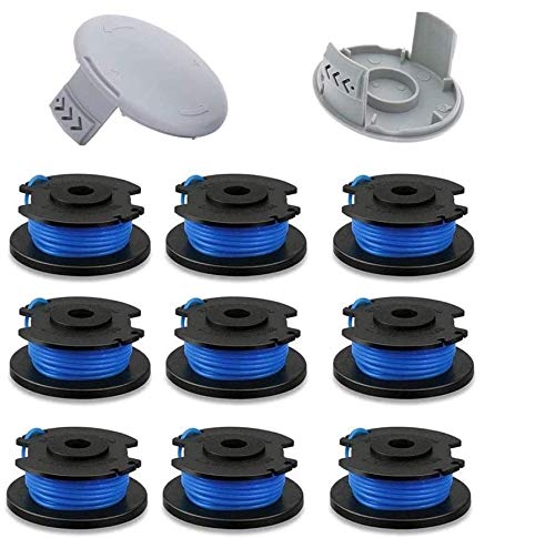 Lucky Seven 0065 String Trimmer Spool Line for Ryobi One AC14RL3A 0065 Autofeed Replacement Spools for Ryobi 18V 24V and 40V Cordless Trimmersfor ryobi 0065 Trimmer line(9 Spool 2 Cap)