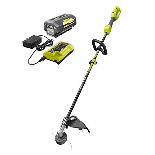 RYOBI 40Volt LithiumIon Cordless Attachment Capable String Trimmer 40 Ah Battery and Charger Inc