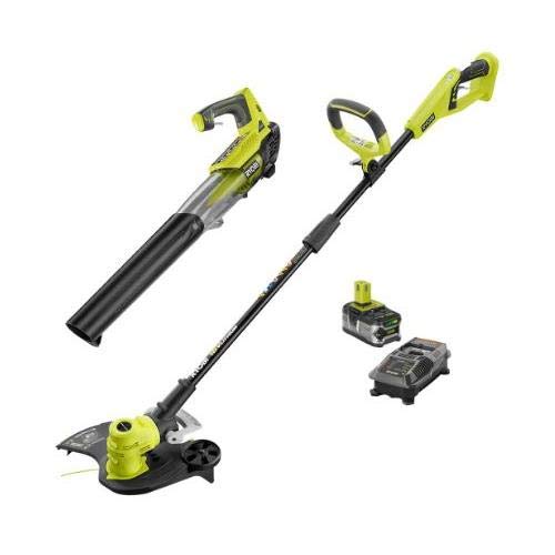 Ryobi ONE 18Volt LithiumIon Cordless String TrimmerEdger and Jet Fan Blower Combo Kit  40 Ah BatteryCharger IncludedTools Included String Trimmer and Jet Fan Blower