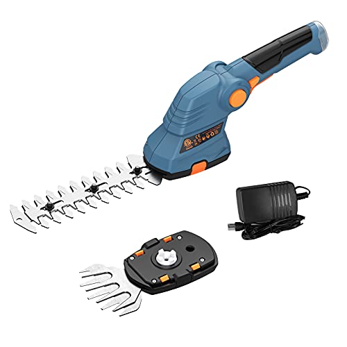 Cordless Grass Shear  Hedge Trimmer 2in1 72V Handife 1200 SPM Handheld Shrubbery Trimmer Fit for Garden Dual Shear Blades 2000mAh Rechargeable LithiumIon Battery and Charger