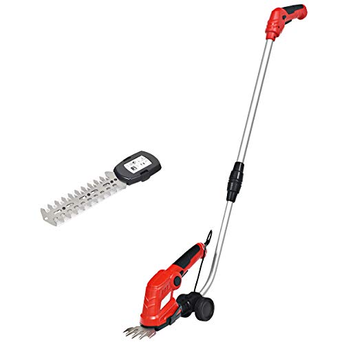 Goplus 72V Cordless Grass Shear  Hedge Trimmer wWheeled Extension Pole and Rechargeable Battery