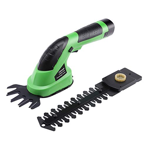 Lichamp 2in1 Electric Hand Held Grass Shear Hedge Trimmer Shrubbery Clipper Cordless Battery Powered Rechargeable for Garden and Lawn CGS7201 72V Grass Green