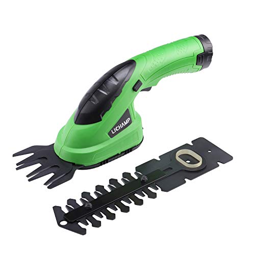 Lichamp 2in1 Electric Hand Held Grass Shear Hedge Trimmer Shrubbery Clipper Cordless Battery Powered Rechargeable for Garden and Lawn CGS3601 36V Grass Green