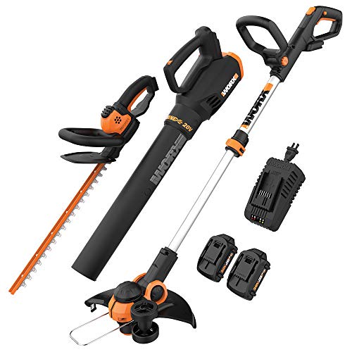WORX WG931 20V Power Share Cordless Grass Hedge Trimmer and Blower Black and Orange