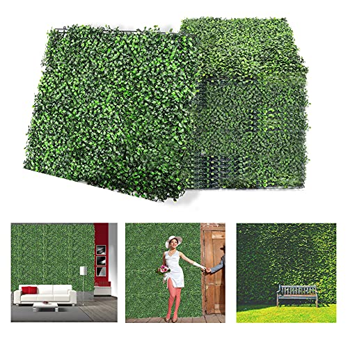 ZEGNEER 12PCS 20x20 Boxwood Hedge Wall Panels Artificial Grass Backdrop Wall Décor UV Protected Suitable for Outdoor Indoor Garden Fence Backyard