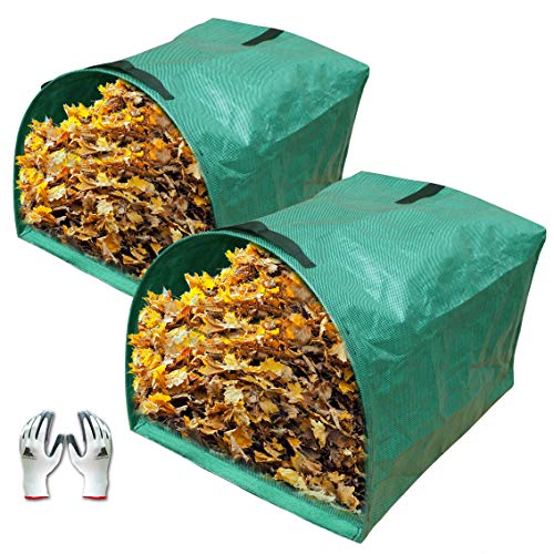 Gardzen 2Pack Large Yard DustpanType Garden Bag for Collecting Leaves  Reuseable Heavy Duty Gardening Bags Lawn Pool Garden Leaf Waste Bag  53 Gallon Per Bag Come with Gloves