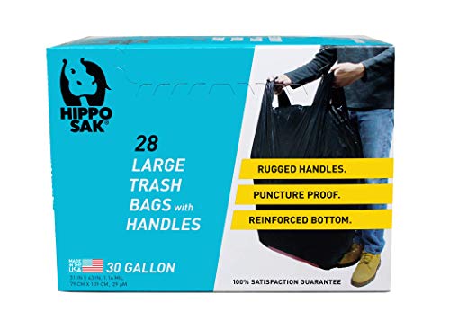 Hippo Sak 30 Gallon Large Trash Bag with Handles 56 Bags (28 per Box  2 Pack)