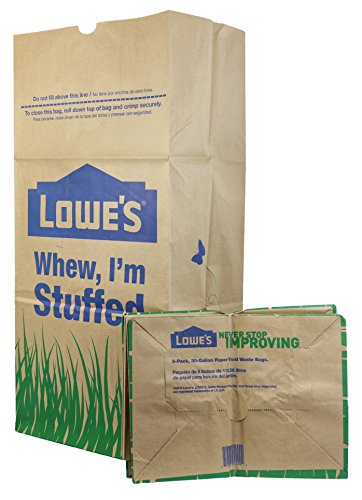 Lowes 30 Gallon Heavy Duty Brown Paper Lawn and Refuse Bags for Home and Garden (10 Count) Large (LOWESLL)