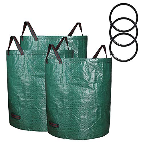 Sarhlio 3Pack 72 Gallons Reusable Garden Waste Bags Heavy Duty Yard Waste Bag with 4 Handles Large Capacity Reusable Garden Leaf Bag for Lawn Leaf Toys Fruits Vegetables(BPK01E)