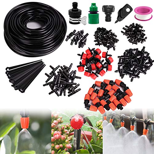 Drip Irrigation Kit Garden Irrigation System 156Pcs Automatic Garden Watering System with Adjustable Dripper 82ft 14 Blank Distribution Drip Irrigation tubing Garden Flower BedPatioLawn