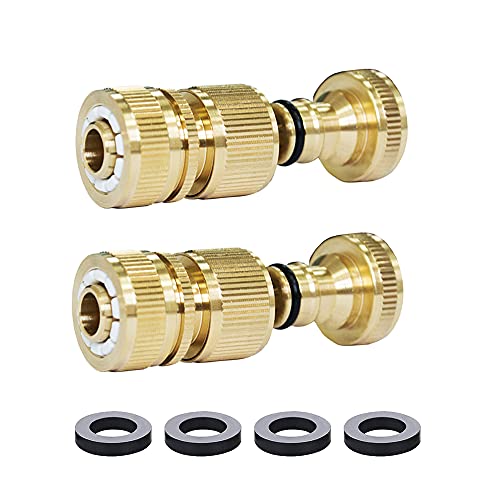 HQMPC 2 Sets Garden Hose Adapter Drip Irrigation Tubing To Garden hose connector Water hose connect 12 Inch Barb Quick Coupler To 34 GHT Female Garden Hose Adapter For 58ID Garden Hose Or Tubing