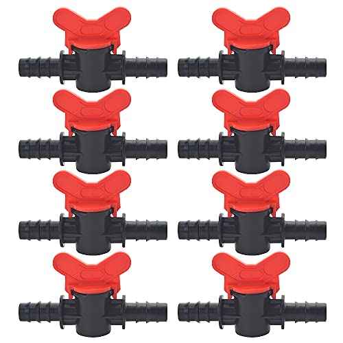 WMYCONGCONG 8 PCS Drip Irrigation Switch Valve 16mm Drip Irrigation Barbed Ball Valve for 12 Inch Double Male Barbed Valve Drip Irrigation Aquarium Hose Tube (8 PCS)