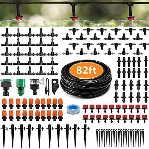 MSDADA Drip Irrigation Kit System 82 Ft Garden Irrigation System DIY Plant Watering System Saving Water Kit Accessories Automatic Irrigation Equipment Set for Garden Greenhouse Patio Lawn