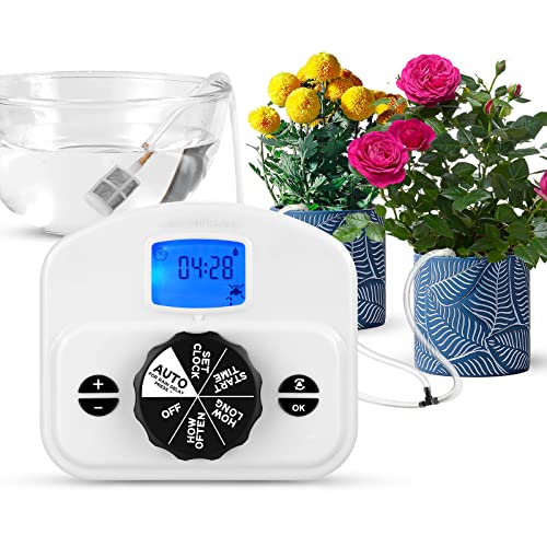 Yuego Automatic Watering System for Indoor Plants Automatic Drip Irrigation System Micro DIY Plant Watering System with 7Day Programmable Timer LED Display Self Watering for Plants on Vacation