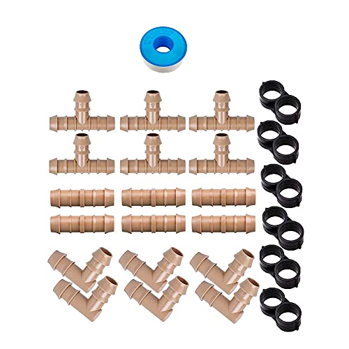 For compatible drip or sprinkler systems a 25piece drip irrigation accessory kit 12 inch tube kit includes 6 Ttubes 6 joints 6 elbows and 6 end caps with barbed joints for Drip irrigation