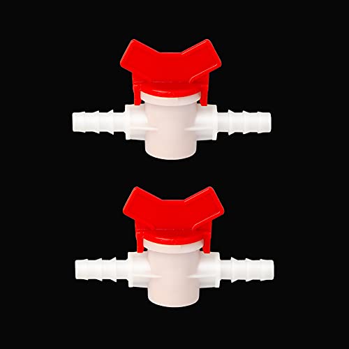 Quickun 38 Drip Irrigation Barbed Ball Valve Shut Off Switch Hose Barb Valve for Garden Drip Irrigation Aquarium Hose Tube 2Pcs