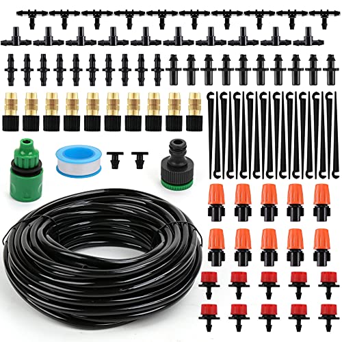 Garden Drip Irrigation Kit 14 Blank Distribution Tubing Hose Suit Garden Mist Irrigation System Adjustable Automatic Micro Irrigation Kits Watering Drip Kit for Lawn Greenhouse (65ft20M)
