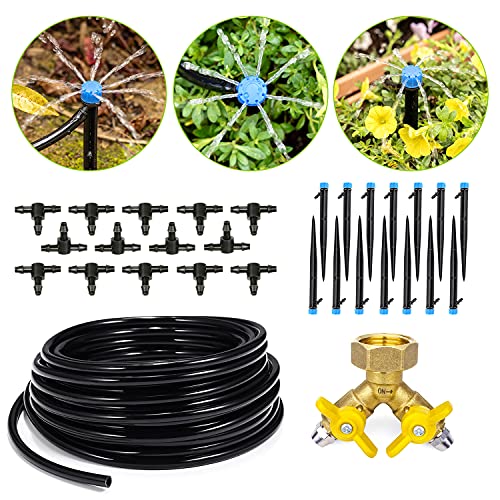 HIRALIY 50ft Drip Irrigation Kit Plant Watering System 8x5mm Blank Distribution Tubing DIY Automatic Irrigation Equipment Set for Garden Greenhouse Flower Bed Patio Lawn