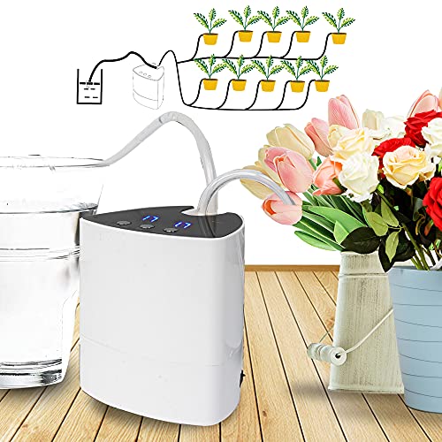 Hourleey Automatic Watering System Drip Irrigation Kit Self Watering System with 30Day Adjustalbe Programmable Water Timer USB Power Supply Micro Vacation Watering Device for Indoor Potted Plants