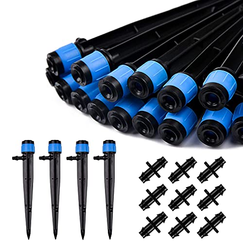 BEADNOVA Drip Irrigation Spray Emitters 50pcs Drip Emitters for 14 Inch with Straight Coupling Full Circle Micro Sprinkler Adjustable Irrigation Drippers for Drip Irrigation Parts Garden Patio Lawn