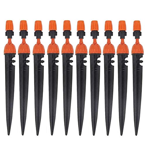 Kalolary Micro Spray Irrigation Drippers 20PCS Adjustable 360 Degree Water Flow Sprinklers 2 in1 Dripper for Drip Watering System (Orange)