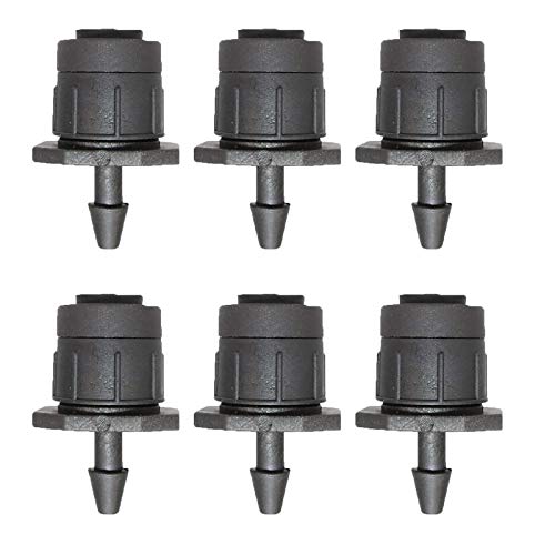 Lxcom Lighting 100 Pcs Irrigation Drippers Adjustable Drip Emitter Micro Spray 360 Degree Full Circle Pattern Water Flow Irrigation Drippers Sprinkler Drip Watering System Parts Drip Irrigation(Black)