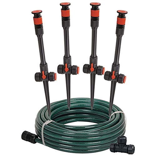 Eden 97063 MultiAdjustable Flex Design Above Ground Irrigation Garden Sprinkler System Sprinkler  Hose DIY Plant Watering Set