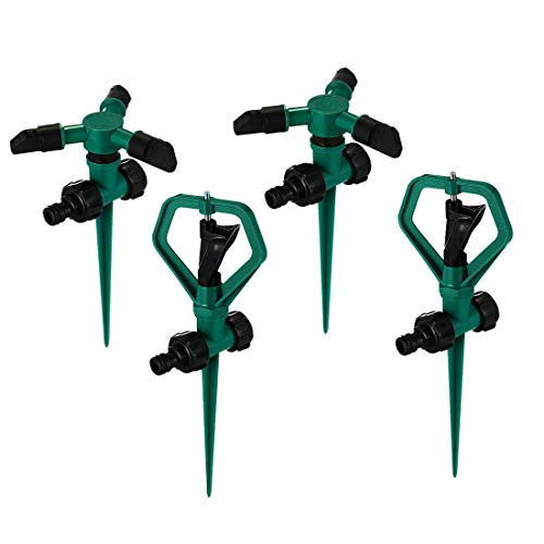 Lawn Sprinkler 4PCS Automatic 360 Rotating Adjustable Garden Water Sprinklers Lawn Irrigation System with LeakProof Design Durable for Garden Yard Kids 3000 Sq Ft Coverage