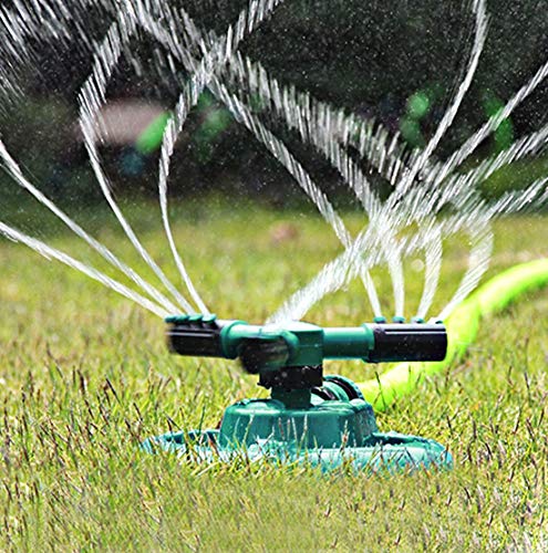 Lawn Sprinkler 360 Degree Automatic Rotating Garden Hose Sprinkler Three Arms Water Sprinklers Lawn Irrigation System for Yard Large Coverage