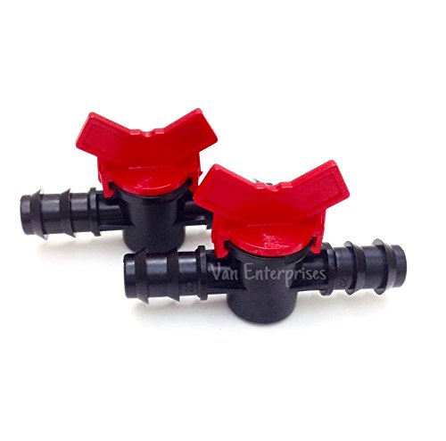 2PK of 58 ~ 34 ID Ball Valve Hose Barb Connectors for Drip Irrigation Hoses and Aquariums